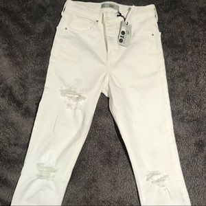 White Topshop Jamie Ripped Moto Jeans